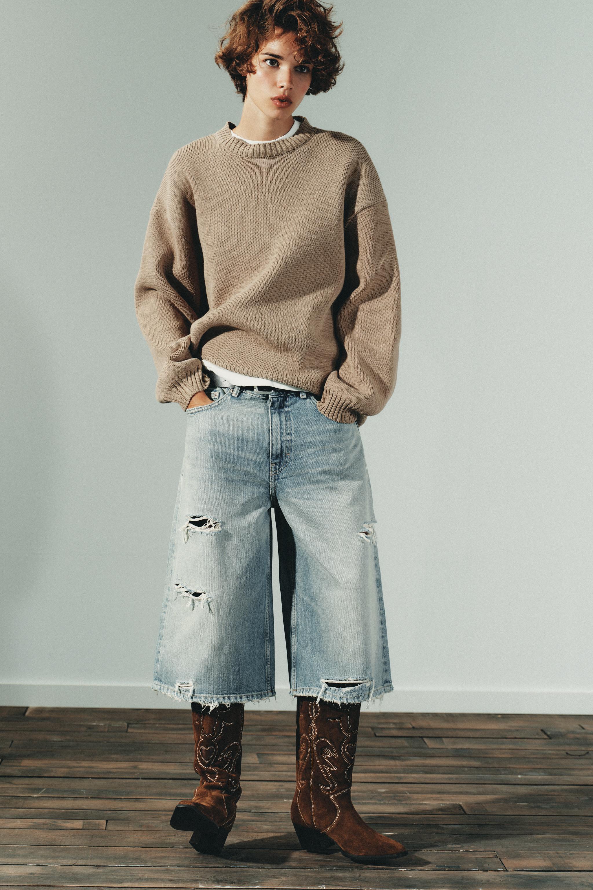 レザー刺繍入りブーツ - ブラウン | ZARA Japan / 日本