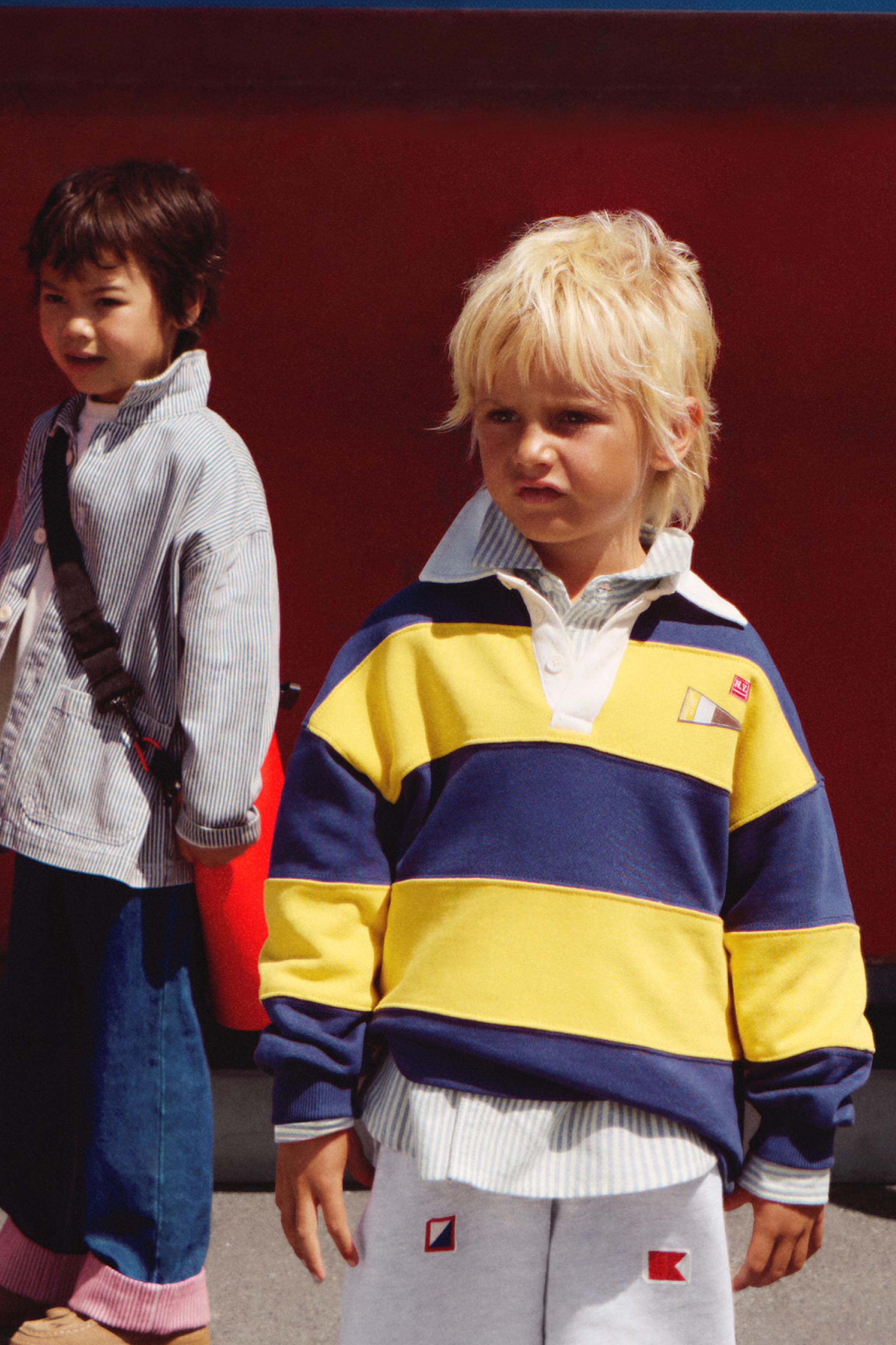 STRIPED PATCH POLO SHIRT — Yellow
