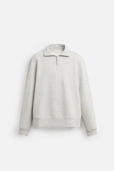 BASIC SWEATSHIRT MET RITS - Grijs gemêleerd van Zara