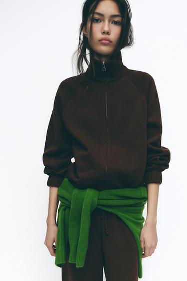 SOFT ZIP-UP SWEATSHIRT - Chocolate by Zara - Image 1
