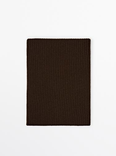 Zara Ribbed 100% cashmere scarf - Brown
