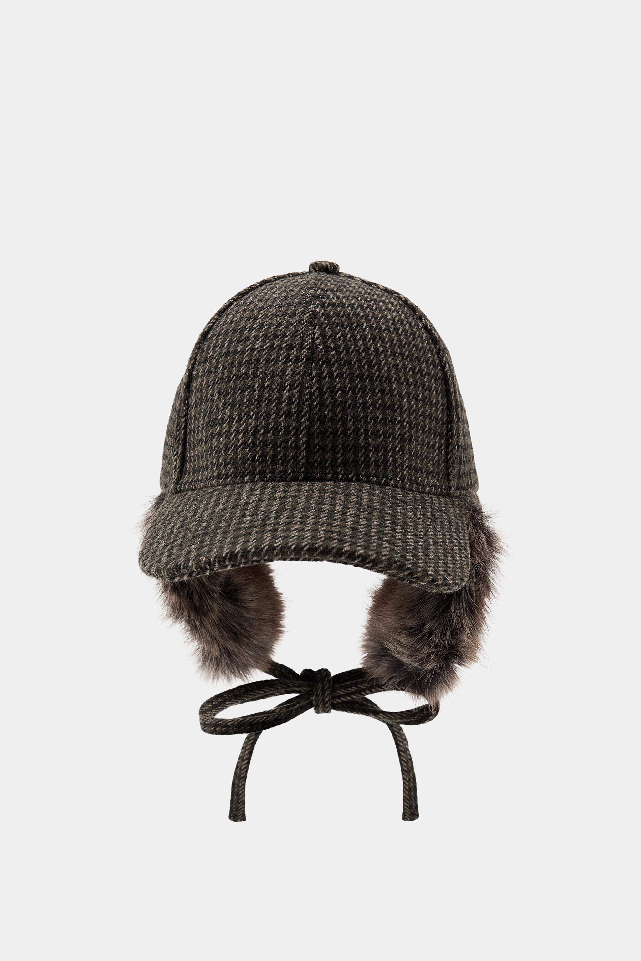 CHECK CAP WITH WOOL EAR MUFFS - Brown | ZARA New Zealand