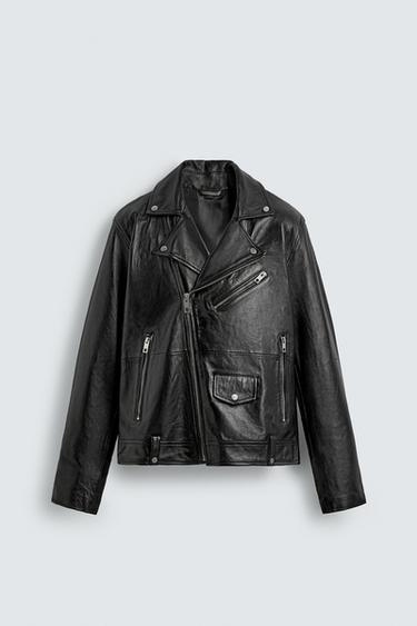 CAZADORA BIKER PIEL - Negro de Zara
