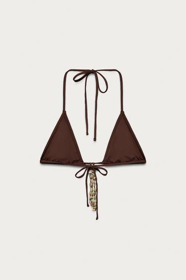 MARISA BERENSON X ZARA SHELL TRIANGLE BIKINI TOP - Brown by Zara - Image 2