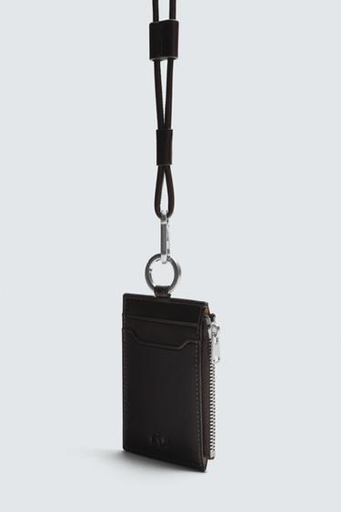 LEATHER PENDANT CARD HOLDER - Brown by Zara - Image 3