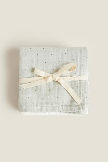 PACK OF MULTICOLOURED BABY MUSLIN CLOTHS (PACK OF 3) — Green 2