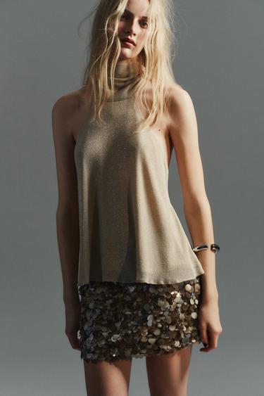 SEQUINNED MINISKIRT - Greenish by Zara