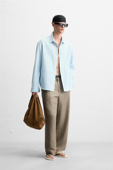 LINEN/COTTON SHIRT - Sky blue by Zara - Image 3