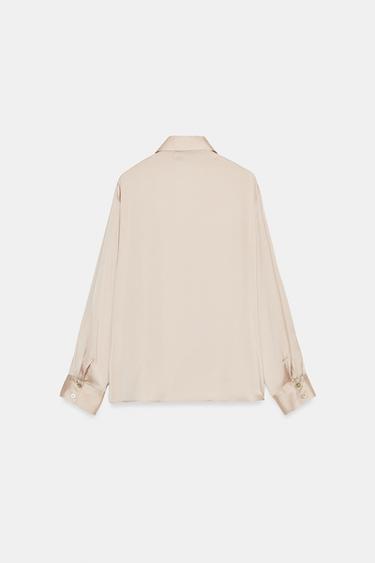 CHEMISE SATINÉE À BAS ASYMÉTRIQUE - Cave de Zara - Image 5
