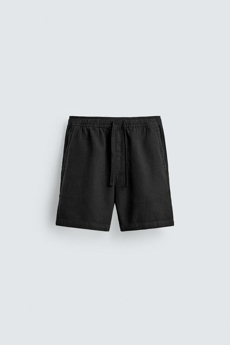 ZARA REGULAR FIT TEXTURED BERMUDA SHORTS