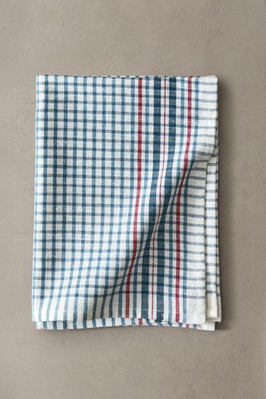 TORCHON COTON CARREAUX - Bleu de Zara
