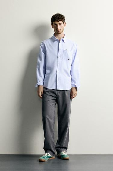 REGULAR FIT TEXTURED OXFORD SHIRT - Sky blue by Zara - Image 0