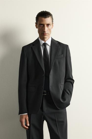 100% WOOL SUIT BLAZER - Black by Zara