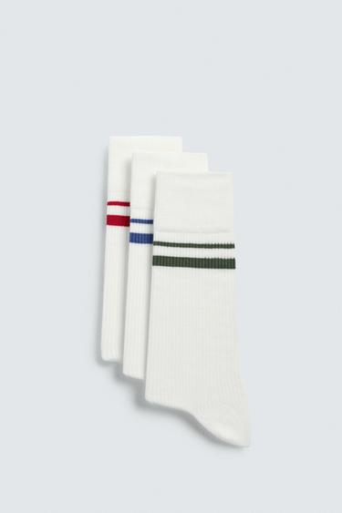 CHAUSSETTES À BANDES LOT DE 3 - Blanc de Zara - Image 1