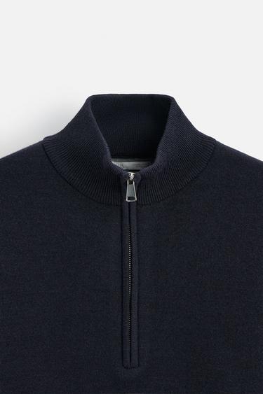 ZIP-COLLAR SWEATER - Navy blue by Zara - Image 7