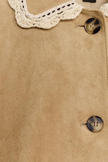 FAUX SUEDE JACKET - Beige by Zara - Image 9