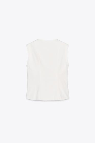 ZW COLLECTION DENIM TOP - Oyster-white by Zara - Image 8