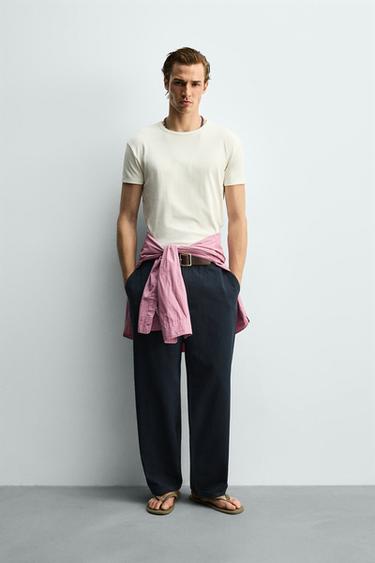 CAMISETA SLIM FIT - Crudo / Beige de Zara - Imagen 0