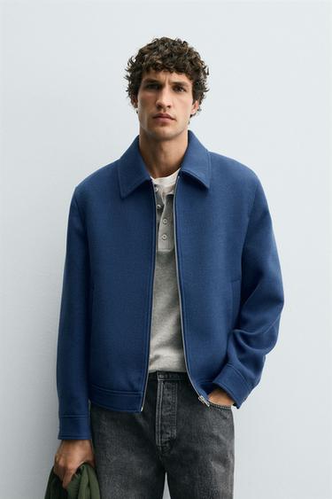 ZIP-UP WOOL EFFECT JACKET - Bluish by Zara