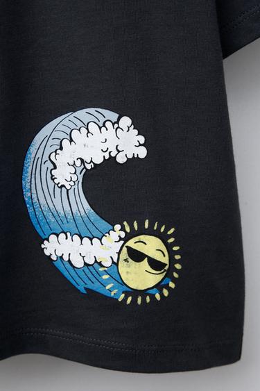 T-SHIRT IMPRIMÉ SURF - Noir de Zara - Image 3