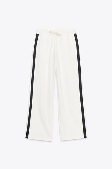 Zara SIDE STRIPE PLUSH PANTS - Oyster-white - Image 0