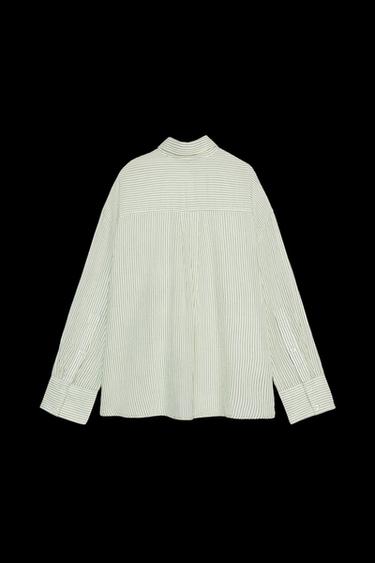 OVERSIZE-HEMD MIT STREIFEN - Seegrün von Zara