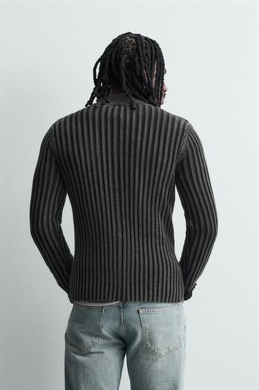 TEXTURED RIBBED JACKET - Black by Zara - Image 2