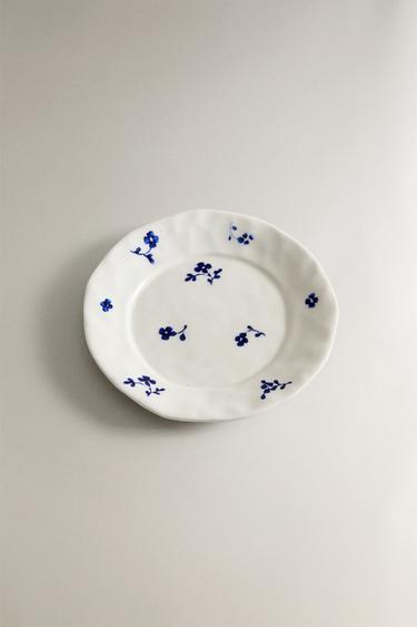 FLORAL PORCELAIN SIDE PLATE - White / Navy by Zara - Image 1