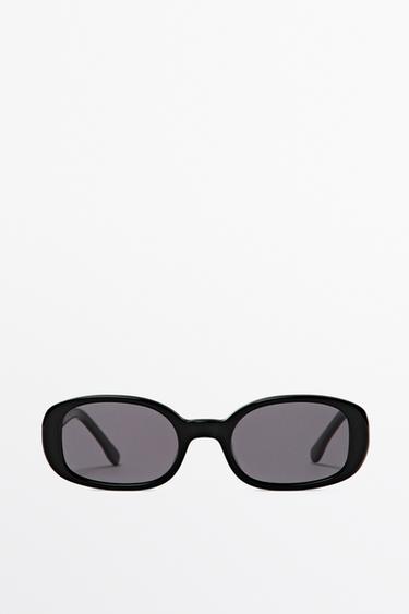 Zara 90s-style rounded sunglasses - Black - Image 0