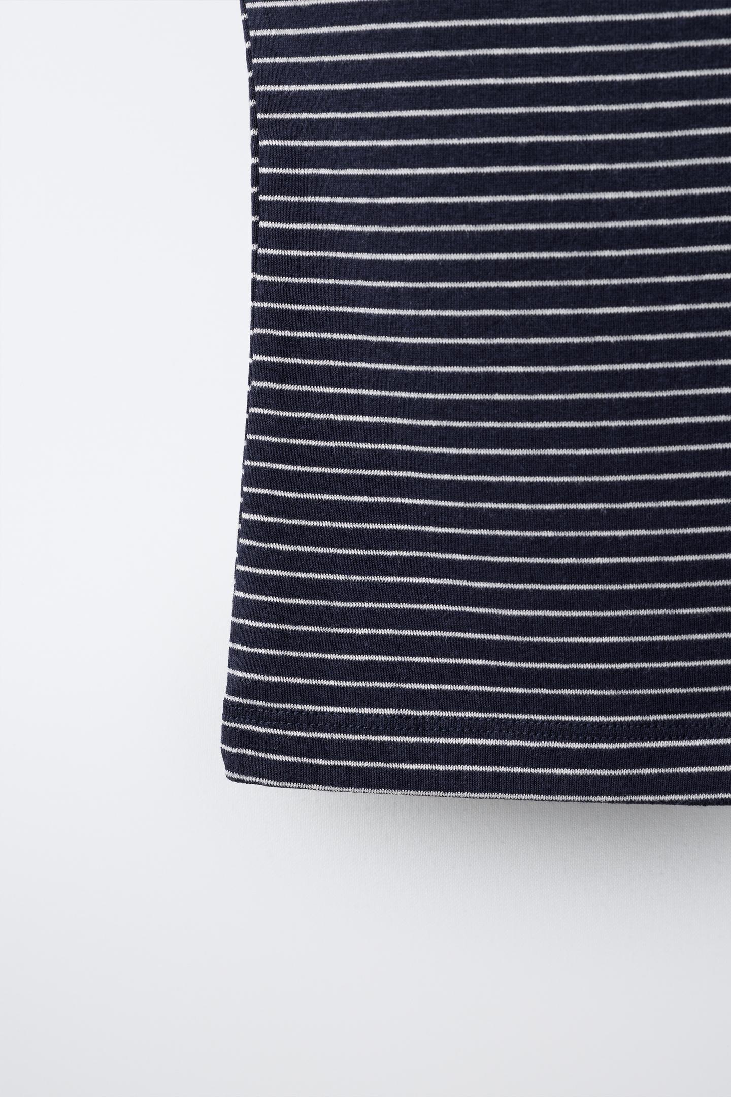 Детская футболка Zara Cotton-Modal Striped, цвет: Тёмно-синий — фото 4