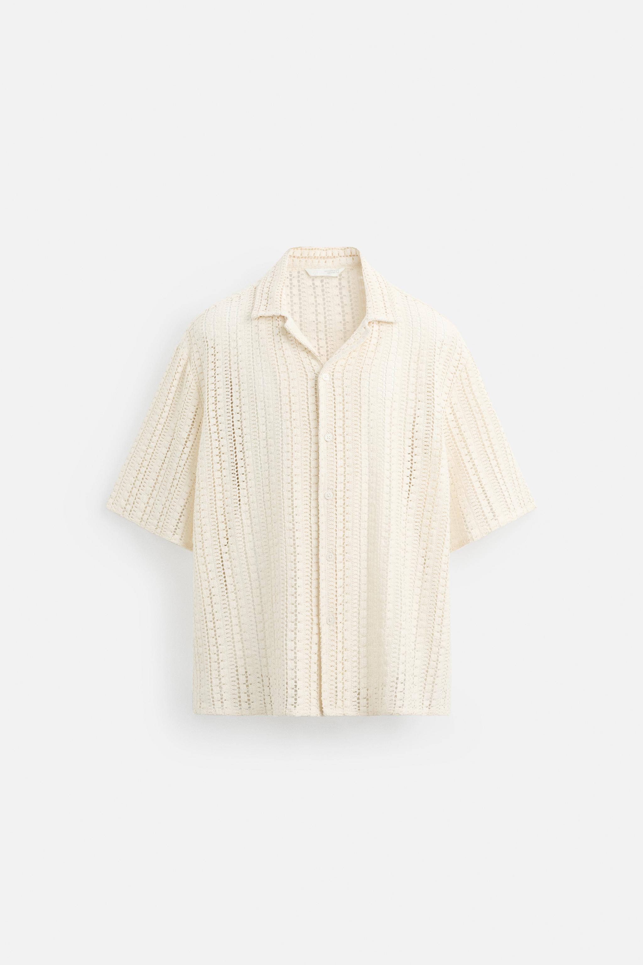 ★ドイツ発*ZARA*新作*STRIPED テクスチャークロシェシャツ★ ☆ドイツ発*ZARA*新作*クロシェニット半袖シャツ/STRIPE☆ (ZARA