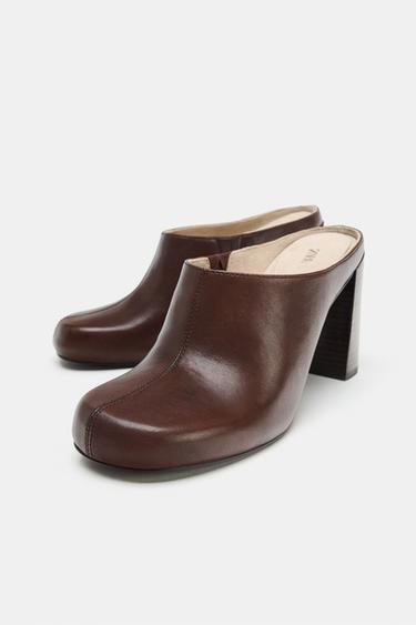 MULES EN CUIR À TALONS ÉDITION LIMITÉE - Marron de Zara - Image 3