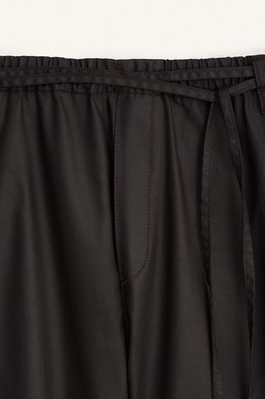 WAXED-EFFECT LYOCELL RELAXED FIT BERMUDA SHORTS - Brown by Zara - Image 7