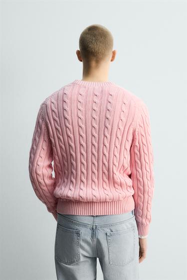 LIMITED EDITION CABLE-KNIT TEXTURED JUMPER - Pink by Zara