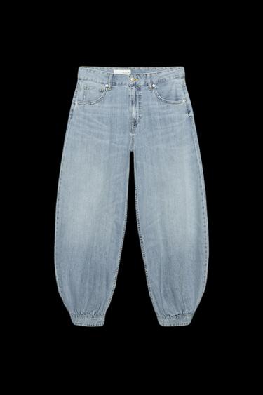 TRF MID-RISE BALLOON JEANS - Light blue by Zara