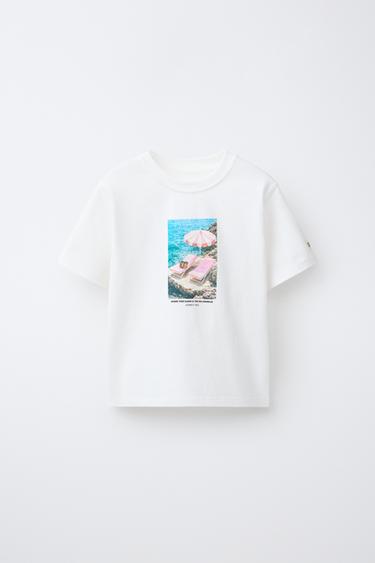 Zara 照片圖案印花 T 恤 - 白色