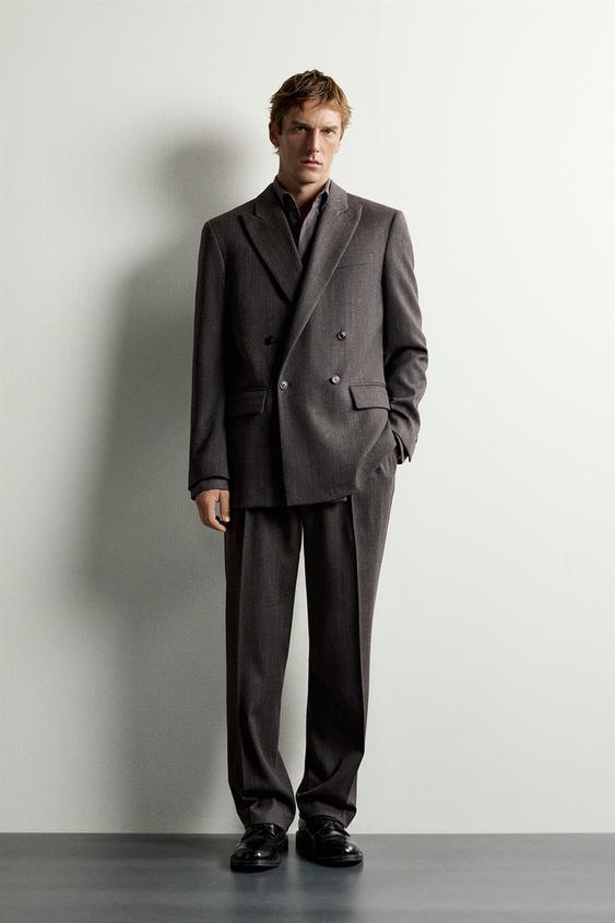 100% WOOL MANTECO® DOUBLE-BREASTED BLAZER - Light grey by Zara - Image 0