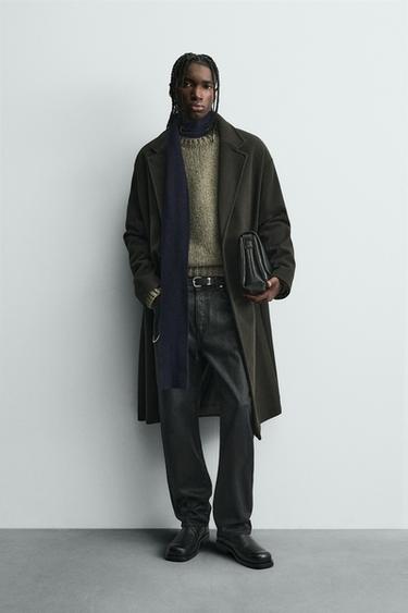 WATER-REPELLENT TEXTURED COAT - DARK KHAKI by Zara
