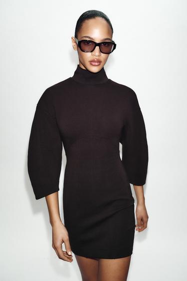 INTERLOCK SHORT DRESS - Chocolate by Zara