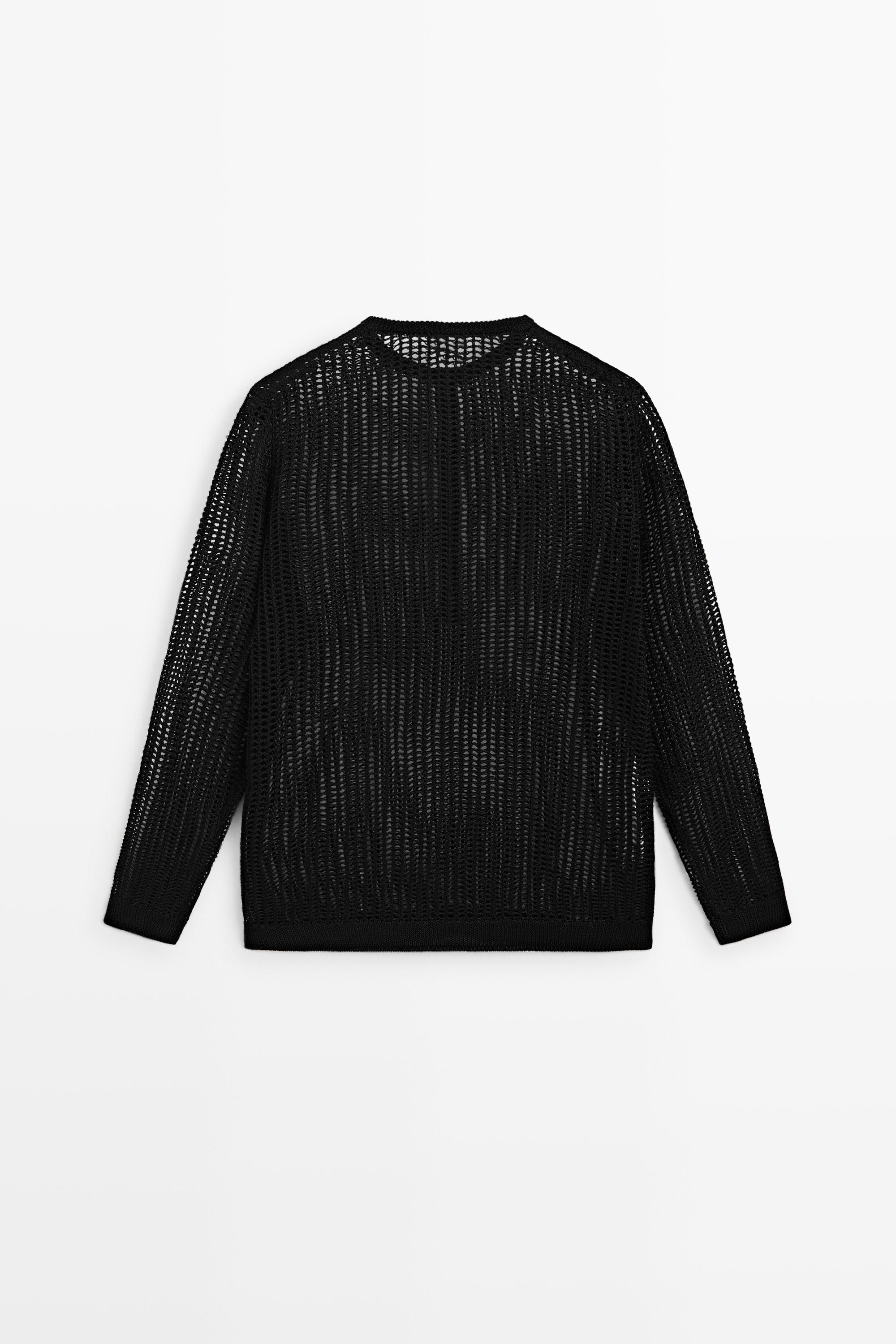 Cutwork knit button-up sweater - STUDIO
