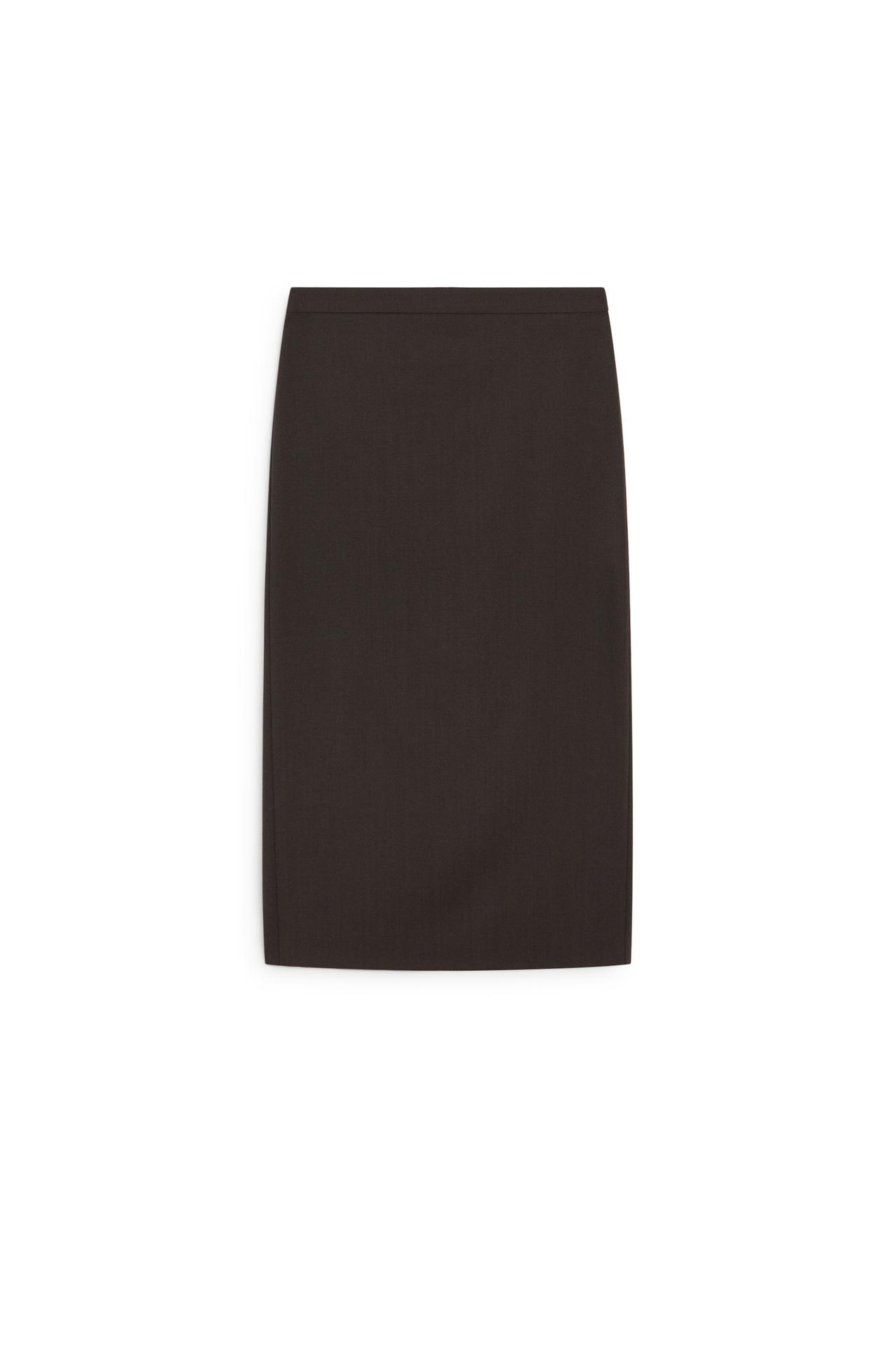 Wool blend stretch midi skirt - LIMITED EDITION — Brown
