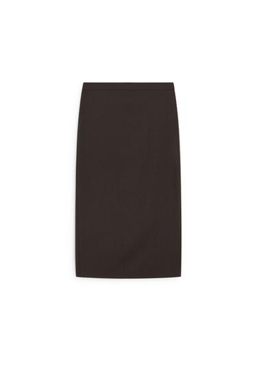 Wool blend stretch midi skirt - LIMITED EDITION — Brown 2