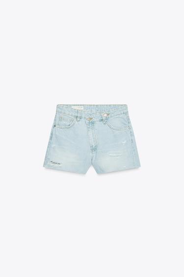 BERMUDA EN DENIM TRF MOM FIT TAILLE HAUTE CROISÉE - Bleu clair de Zara - Image 6
