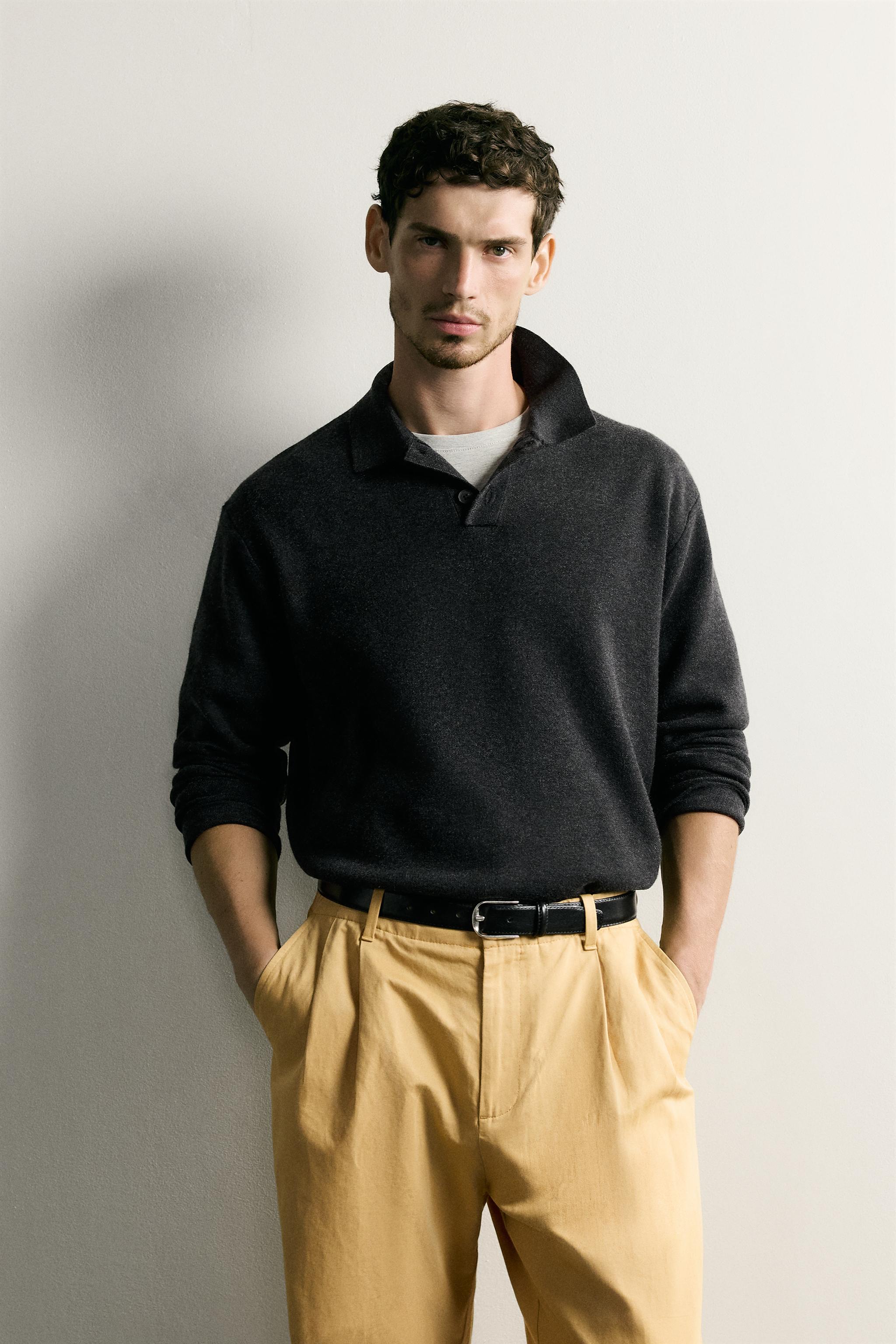 SOFT KNIT POLO SHIRT — Anthracite grey