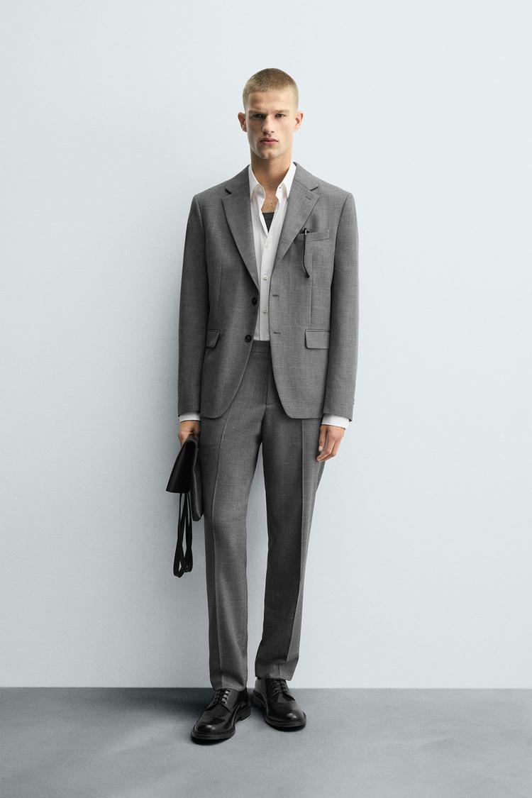PLAID SUIT PANTS Gray marl ZARA Canada
