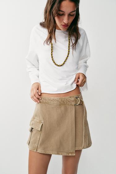 Zara WRAP CARGO SKORT - Sand