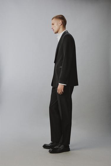 PANTALON REGULAR FIT DE SMOKING À BANDES - Noir de Zara