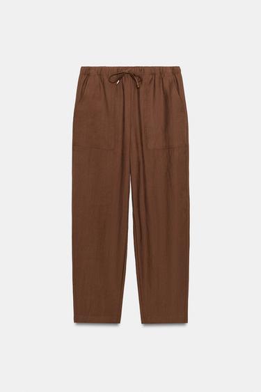 PANTALON À TAILLE ÉLASTIQUE - Marron de Zara - Image 6
