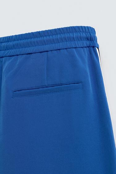 Zara CONTRAST STRIPE SHORTS - Blue
