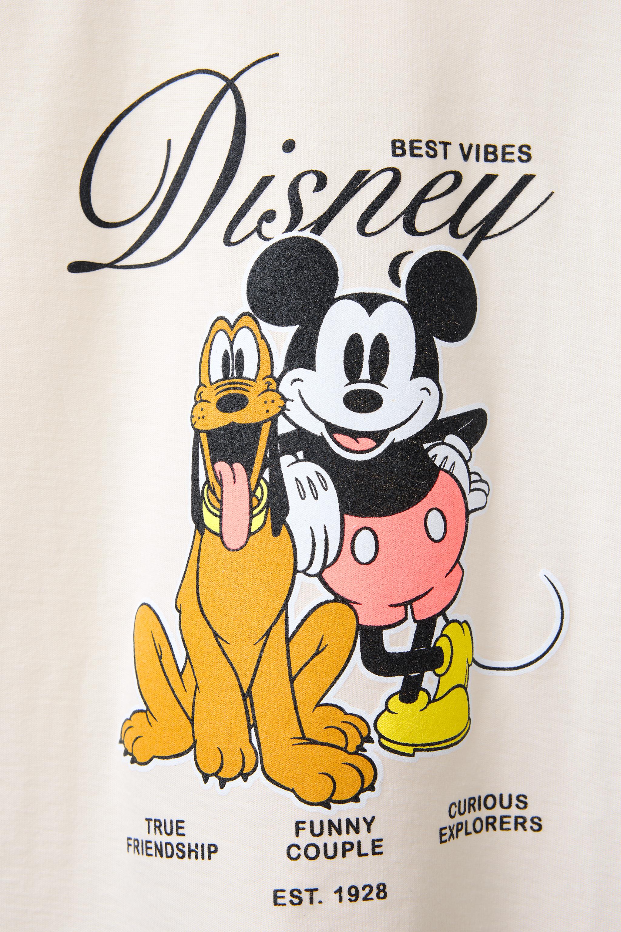 ミッキーマウスとプルート © ディズニー プリントTシャツ - オフ
